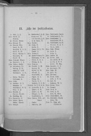 II. Liste der Subscribenten.