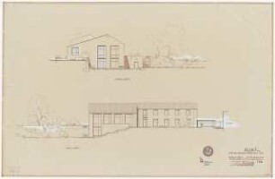 Gemeindehaus Berlin-Britz: Ansichten Nordwest und Südwest 1:100