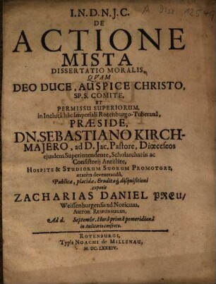 De Actione Mista Dissertatio Moralis