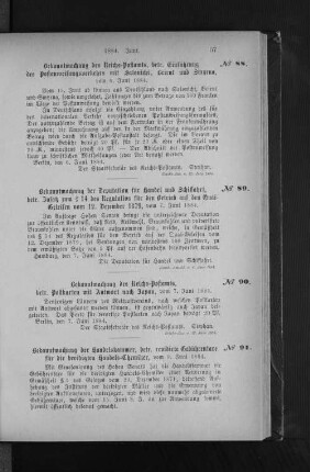 No. 91. Bekanntmachung der Handelskammer, betr. revidirte Gebührentaxe für die beeidigten Handels-Chemiker, vom 9. Juni 1884.