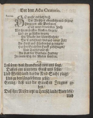 Vor dem Actu Oratorio