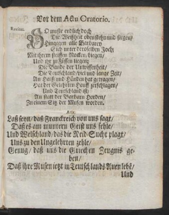 Vor dem Actu Oratorio