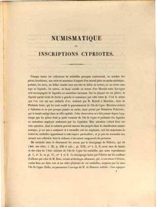 Numismatique et inscriptions Cypriotes