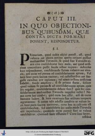 Caput III. In Quo Objectionibus Quibusdam, Quae Contra Dicta Formari Possent, Respondetur.