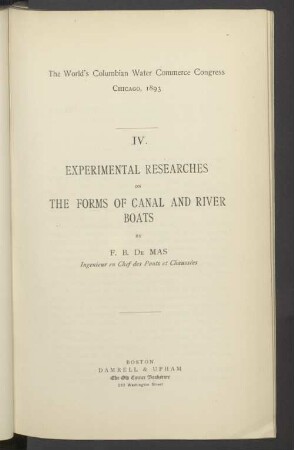 IV. Experimental researches on the forms of canal and river boats