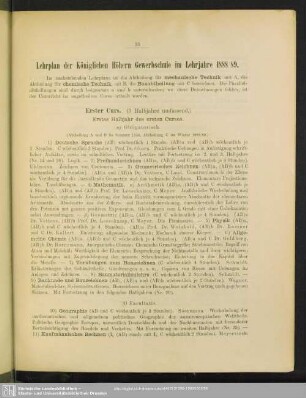 Lehrplan der Königlichen Höhern Gewerbschule