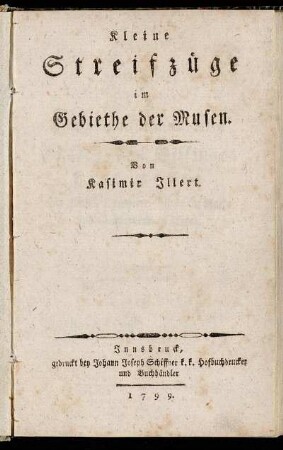 Kleine Streifzüge im Gebiethe der Musen