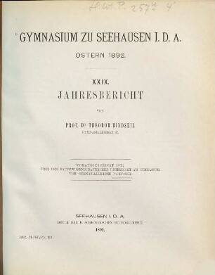 Jahresbericht. 1891/92