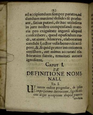 Caput I. De Definitione Nominali.