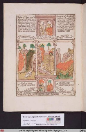 Drei biblische Szenen umgeben von vier Propheten. Links Elias erweckt den toten Sohn einer Witwe, mittig die Auferstehung Lazarus durch Christi, rechts Elisa, der den toten Sohn einer Sunamitin erwecken.