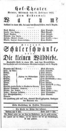 Schülerschwänke, oder: Die kleinen Wilddiebe