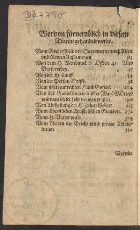 Worvon fürnemblich in diesem Tractat gehandelt werde.