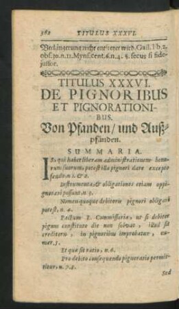 Titulus XXXVI. De Pignoribus Et Pignorationibus.
