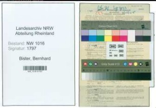 Entnazifizierung Bernhard Bister , geb. 26.10.1893 (Postbeamter)