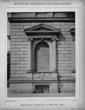 Tafel 18: Erdgeschoss vom Palais Borsig am Wilhelmsplatz in Berlin