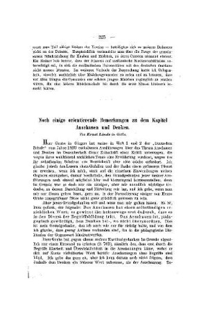 Noch einige orientierende Bemerkungen zu dem Kapitel Anschauen und Denken