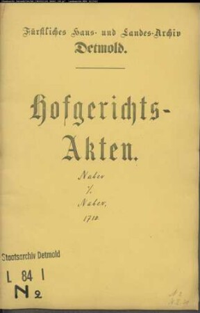 Naber, Peter zu Hörstmar gegen Jobst Naber auf der Hingstheide (Hengstheide) - Erbschaft