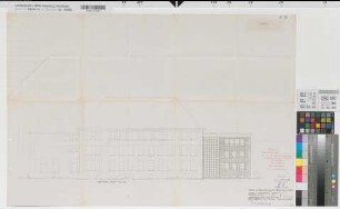 Recklinghausen (Recklinghausen) Staatliches Aufbaugymnasium Umbau und Erweiterung des Altbaus Straßenansicht 1959 1 : 100 55 x 81 Pause Staatshochbauamt Recklinghausen Regierung Münster Nr. 34118
