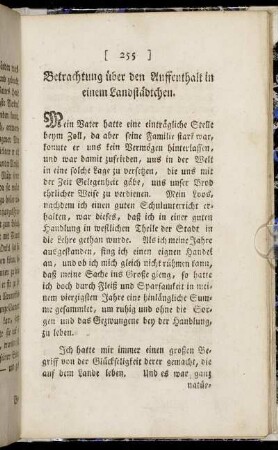 Betrachtung über den Auffenthalt in einem Landstädtchen.