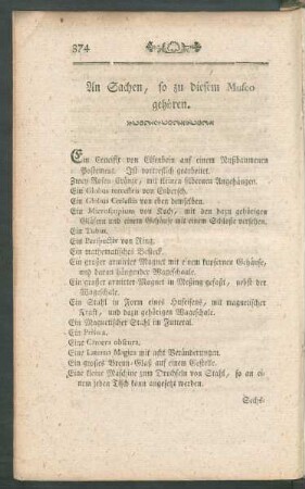 An Sachen, so zu diesem Museo gehören.