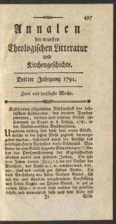 Zwei und dreisigste Woche