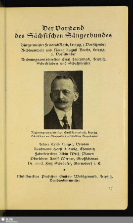 Der Vorstand des Sächsischen Sängerbundes