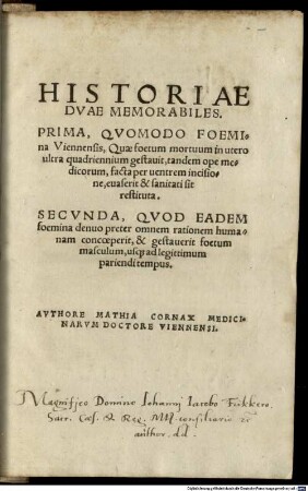 Historiae duae memorabilis