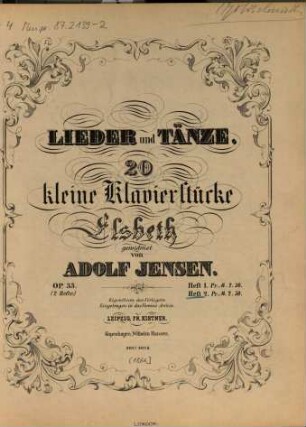 Lieder und Tänze : 20 kleine Klavierstücke ; op. 33, 2. [1866]. - 19 S. - Best.-Nr. 3028
