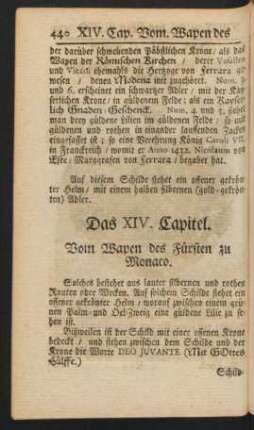 Das XIV. Capitel. Vom Wapen des Fürsten zu Monaco
