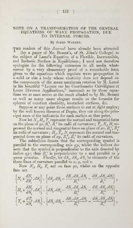 Note on a transformation of the general equations of wave propagation, due to internal forces.