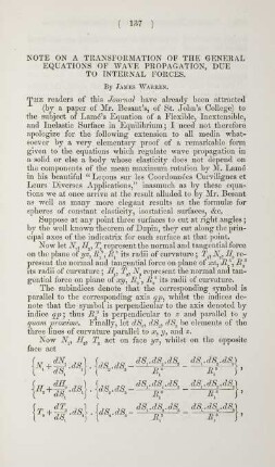 Note on a transformation of the general equations of wave propagation, due to internal forces.