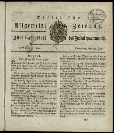 88tes Stueck, Mitwochen, den 25. Juli 1810