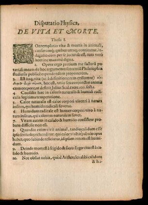 Disputatio Physica, De Vita Et Morte.