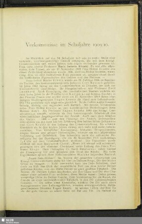 Vorkommnisse im Schuljahre 1909/10