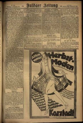 Zweite Ausgabe vom Samstag, den 17. September 1927.