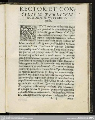 RECTOR ET CONSILIUM PUBLICUM ACADEMIAE WITEBERGENIS.