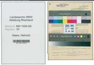 Entnazifizierung Heinrich Geers , geb. 19.11.1902 (Monteur)