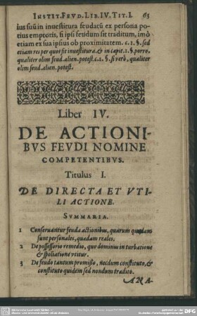 Liber IV. De Actionibus Feudi Nomine Competentibus