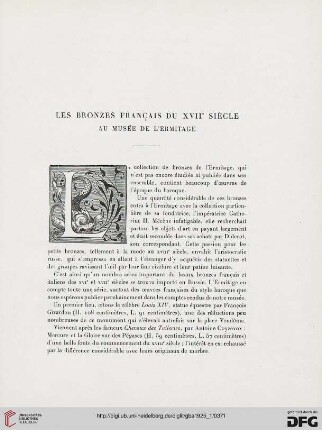 5. Pér. 11.1925: Les bronzes français du XVIIe siècle au musée de l'Ermitage