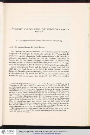 4. Vergöttlichung, Liebe und Theologia Crucis 1517-1519