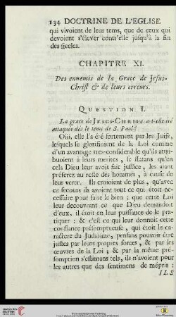 Chapitre XI: Des ennemis de la Grace de Jesus-Christ et de leurs erreurs