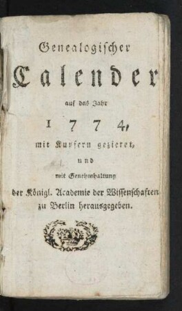 1774: Genealogischer Kalender