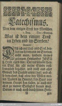 [Der erste Theil]. Von dem einigen Trost des Menschen