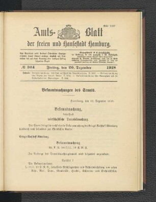No. 304, 20. Dezember 1918