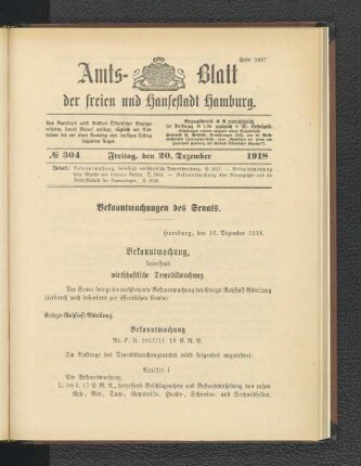 No. 304, 20. Dezember 1918