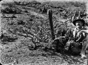 Trockenvegetation im Tal des Rio Llico : Expeditionsteilnehmer neben Trockenvegetation mit Kakteen