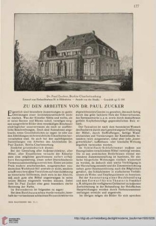 Zu den Arbeiten von Dr. Paul Zucker