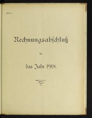 Rechnungsabschluß für das Jahr 1918.