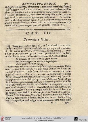 Cap. XII.: Symmetria Faciei