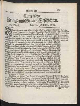 25. Stuck. den 20. Januarii. 1735.